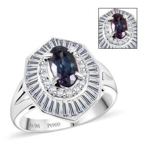 Chairman Vault Collection Certified & Appraised AAAA Brazilian Alexandrite and E-F VS Diamond 1.96 ctw Ring in 900 Platinum (Size 5.25) 8.60 Grams 