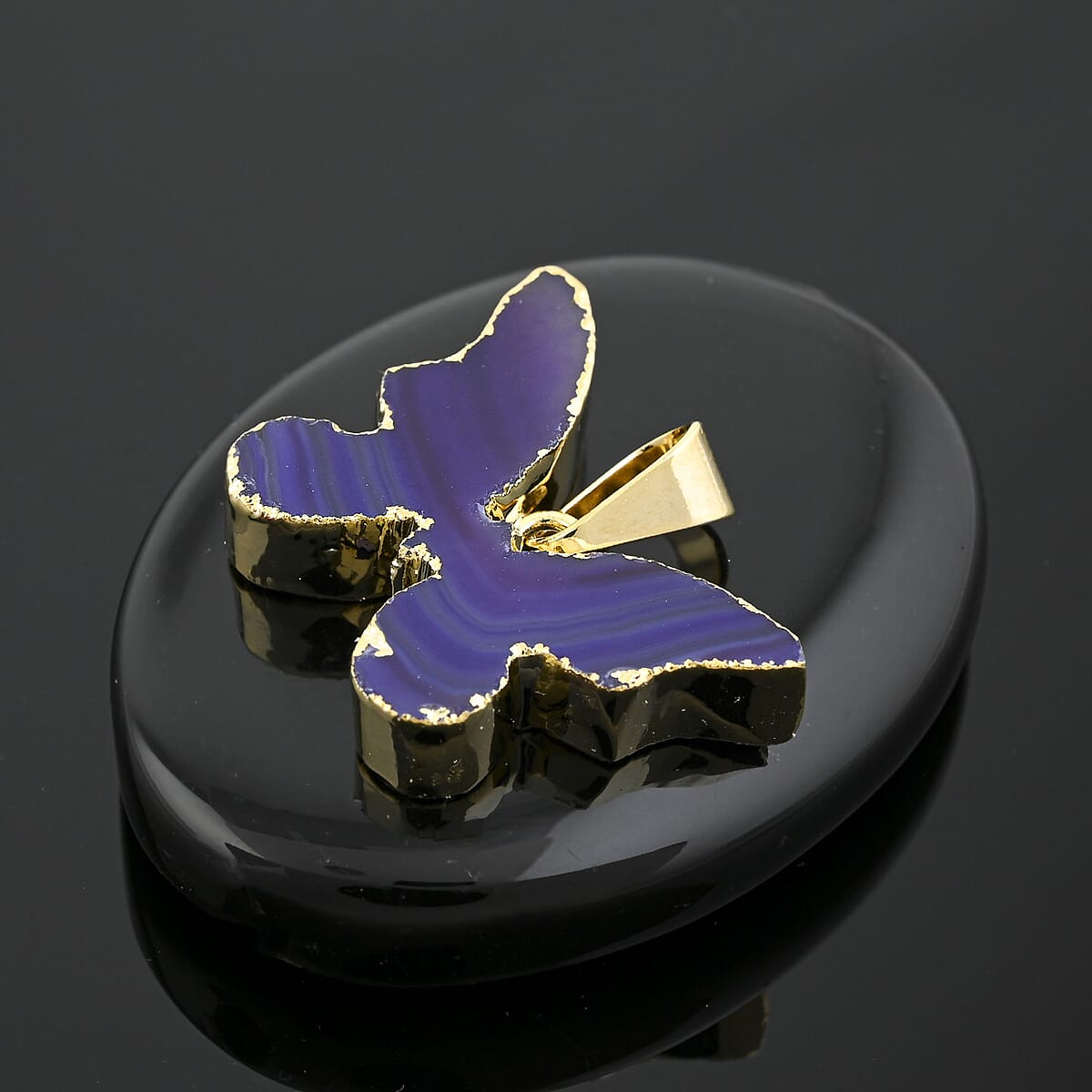 Purple Amethyst 9.00 ctw Butterfly Pendant without Chain in Goldtone image number 1