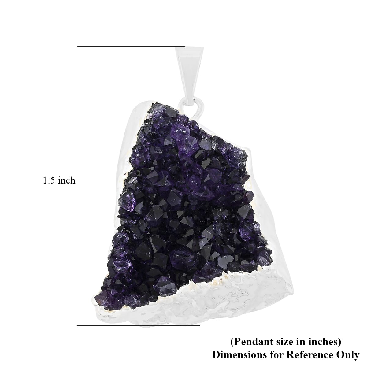 Purple Amethyst Druzy 45.00 ctw Pendant in Silvertone image number 4