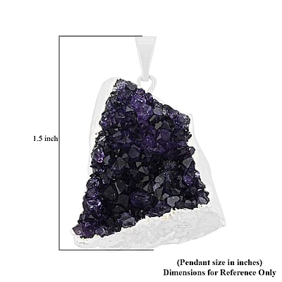 Purple Amethyst Druzy 45.00 ctw Pendant without Chain in Silvertone