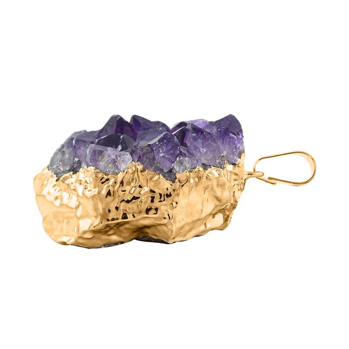 Purple Amethyst Druzy 68.00 ctw Pendant in Goldtone image number 3