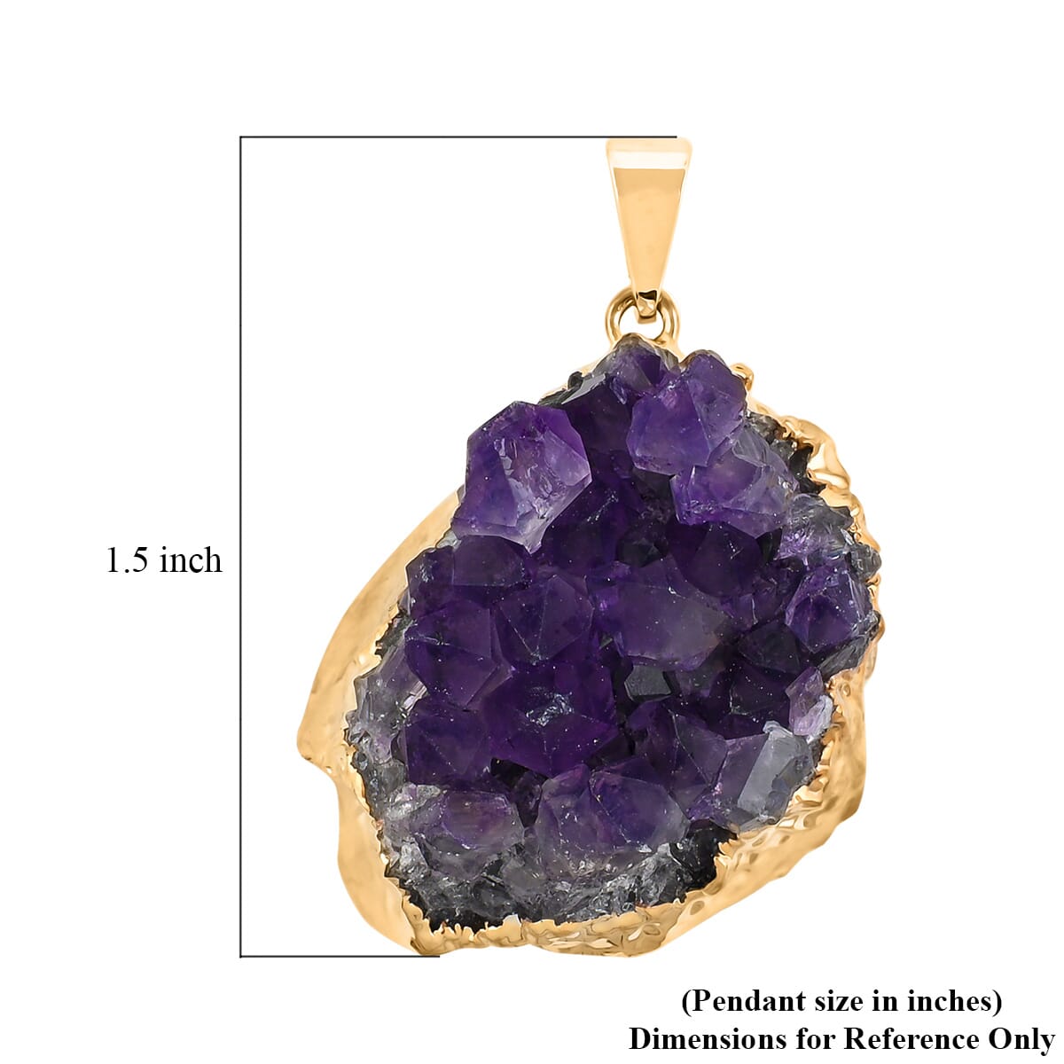 Purple Amethyst Druzy 68.00 ctw Pendant in Goldtone image number 4