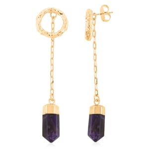 Terminated Purple Amethyst 14.00 ctw Earrings in Goldtone