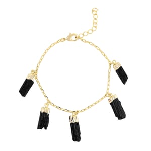 Black Tourmaline 24.00 ctw Bracelet in Goldtone (7-8In)