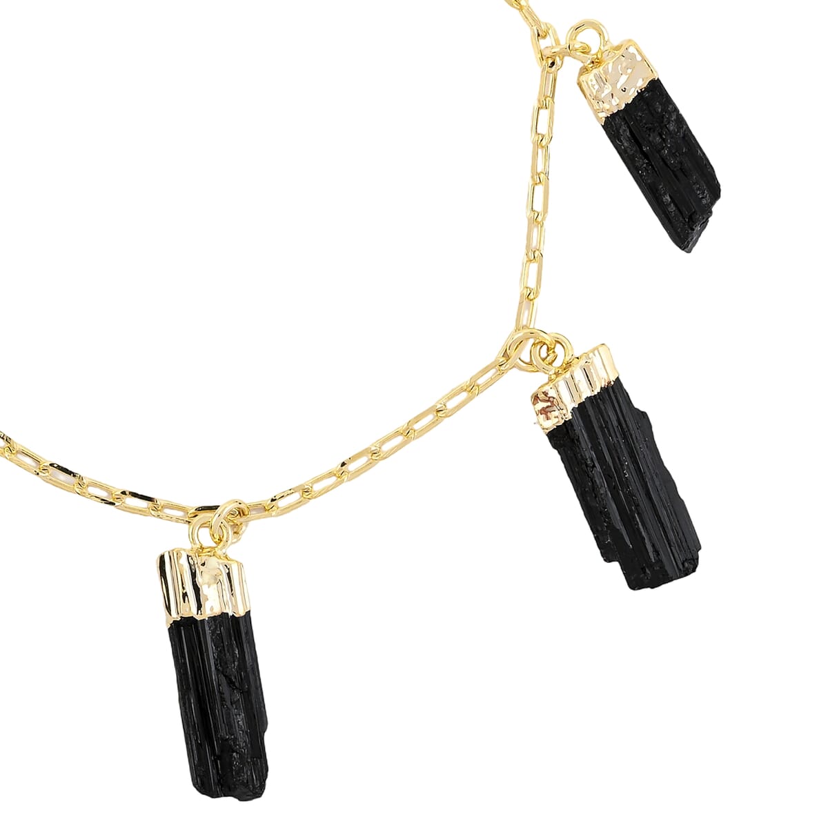 Black Tourmaline 24.00 ctw Bracelet in Goldtone (7-8In) image number 2