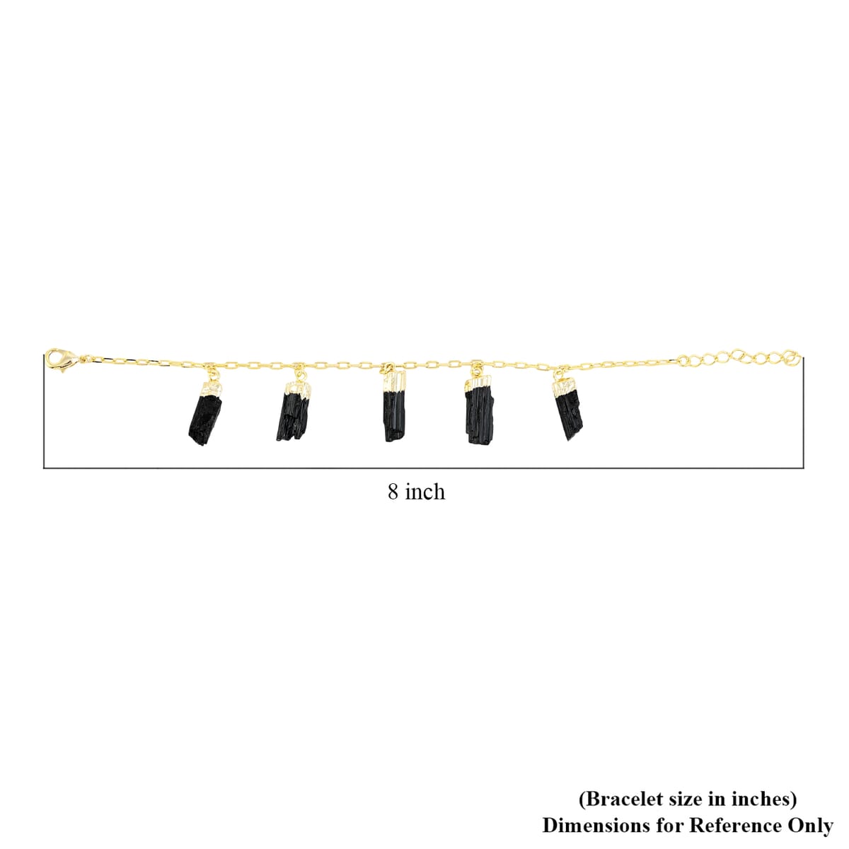 Black Tourmaline 24.00 ctw Bracelet in Goldtone (7-8In) image number 4