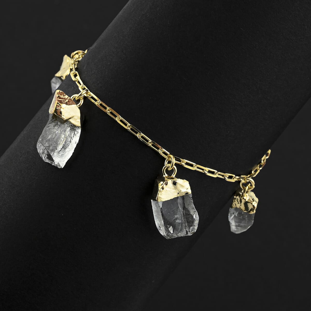 Green Quartz 25.00 ctw Bracelet in Goldtone (7-8In) image number 1