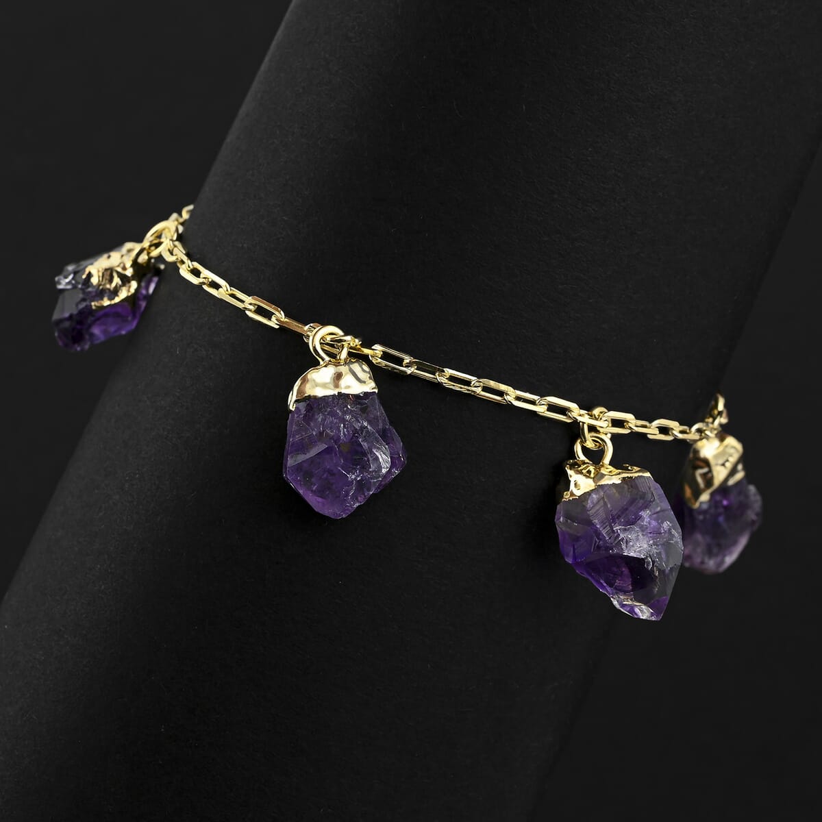 Purple Amethyst 27.00 ctw Bracelet in Goldtone (7-8In) image number 1