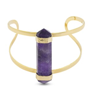 Double Terminated Purple Amethyst 40.00 ctw Bracelet in Goldtone (Adjustable)
