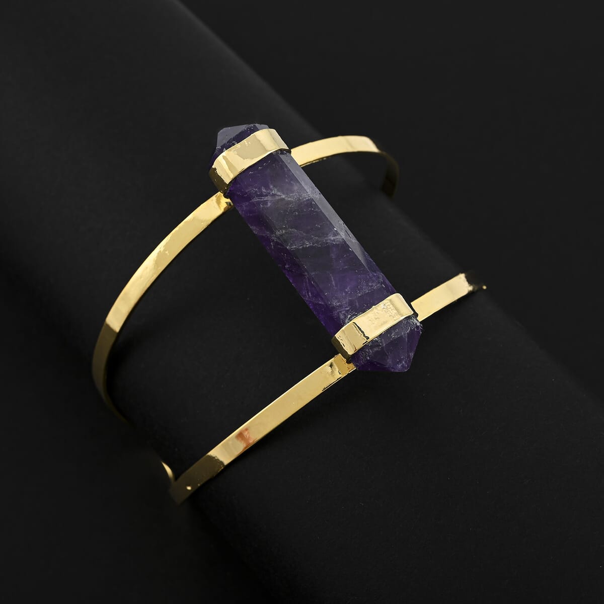 Double Terminated Purple Amethyst 40.00 ctw Bracelet in Goldtone (Adjustable) image number 1