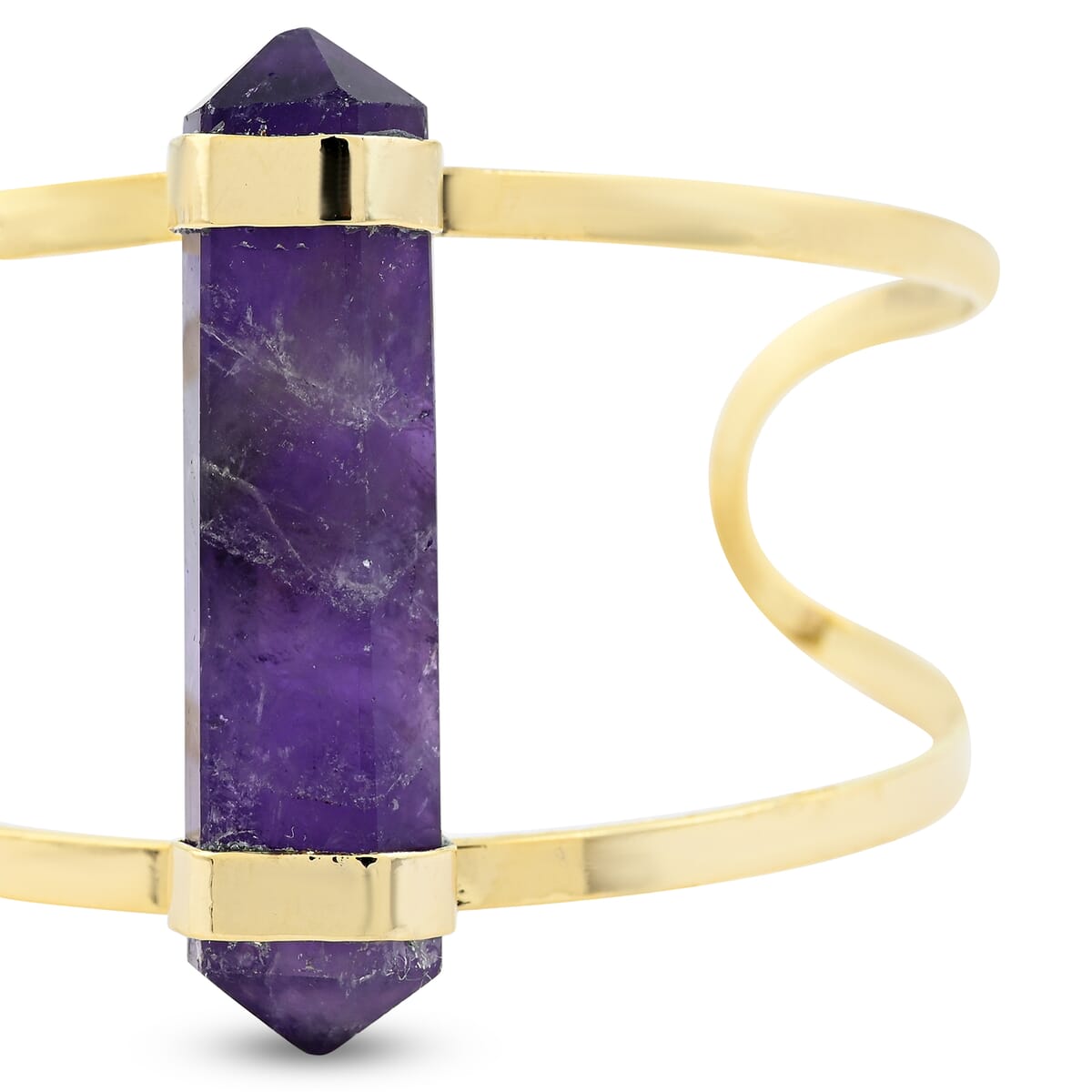 Double Terminated Purple Amethyst 40.00 ctw Bracelet in Goldtone (Adjustable) image number 3