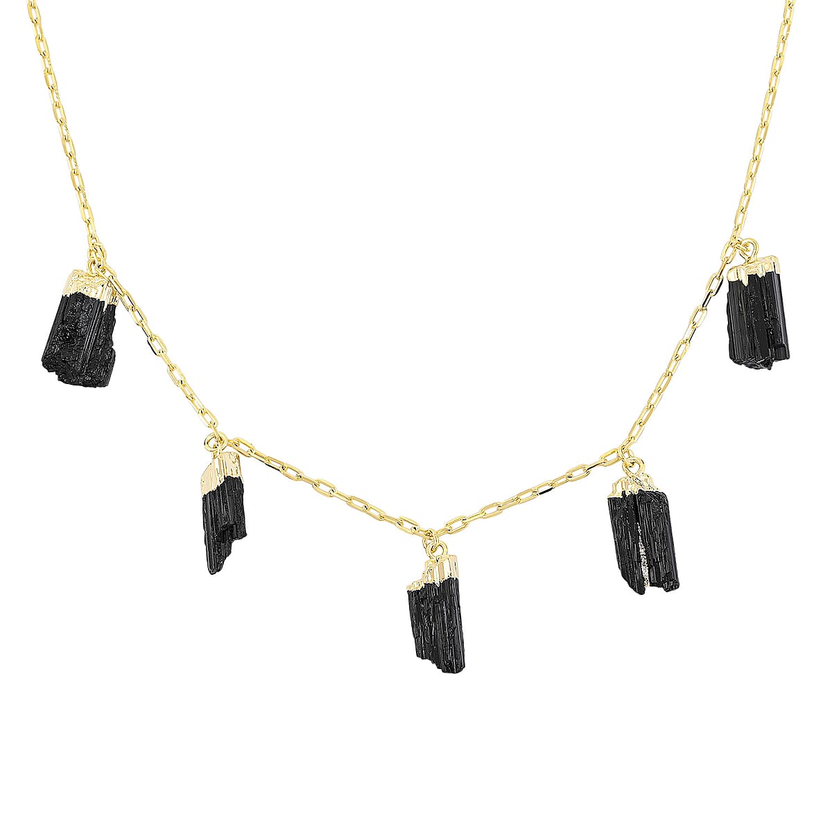 Black Tourmaline 45.00 ctw Necklace in Goldtone (16-18 Inches) image number 2
