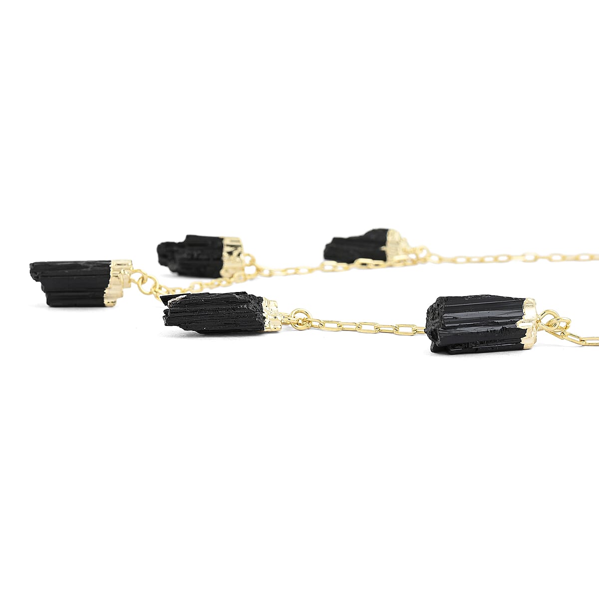 Black Tourmaline 45.00 ctw Necklace in Goldtone (16-18 Inches) image number 3