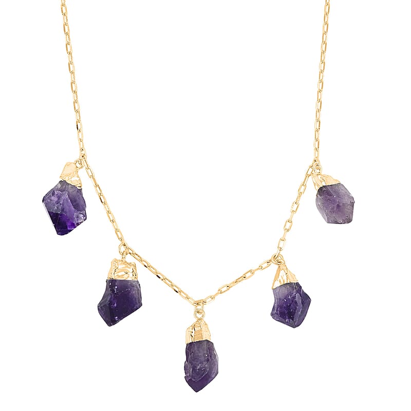 Purple Amethyst 54.00 ctw Necklace in Goldtone (16-18 Inches)