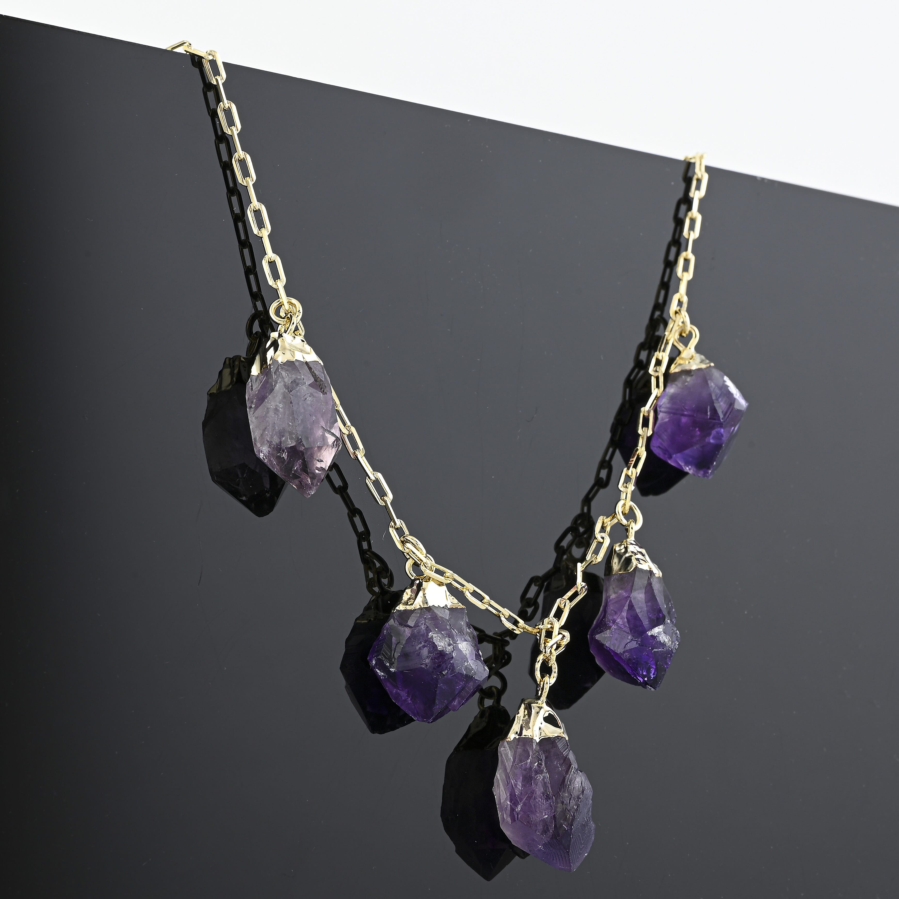 Purple Amethyst 54.00 ctw Necklace in Goldtone (16-18 Inches)