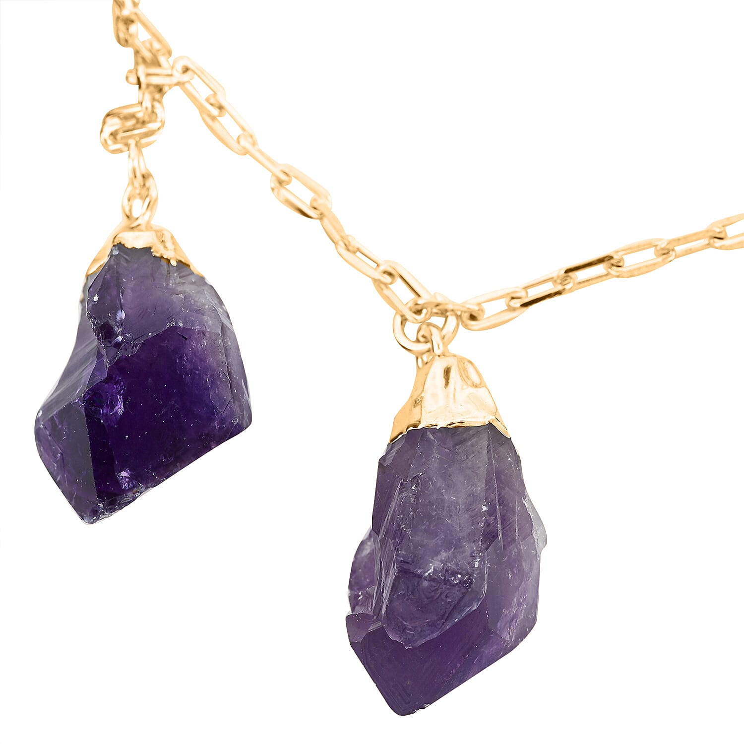 Purple Amethyst 54.00 ctw Necklace in Goldtone (16-18 Inches)