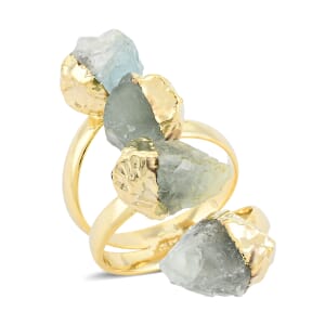 Green Quartz 11.00 ctw 4 Stone Ring in Goldtone (Adjustable)