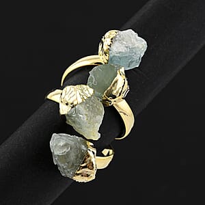 Green Quartz 11.00 ctw 4 Stone Ring in Goldtone (Adjustable)
