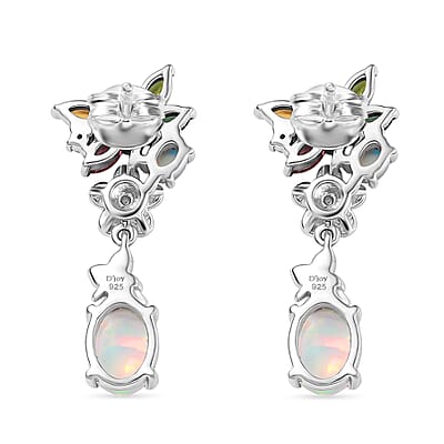 DJoy Premium Ethiopian Welo Opal and Multi Gemstone 2.70 ctw Earrings in Rhodium Over Sterling Silver
