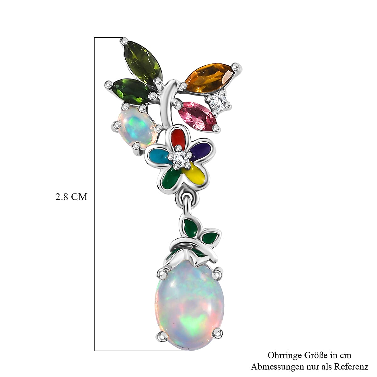 DJoy Premium Ethiopian Welo Opal and Multi Gemstone 2.70 ctw Earrings in Rhodium Over Sterling Silver