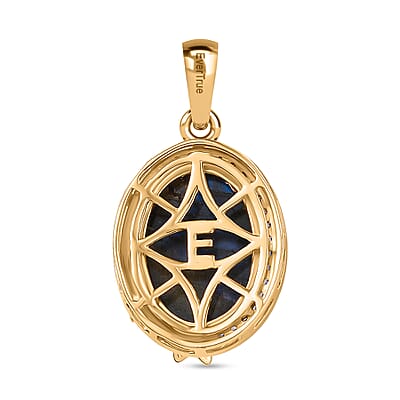 EverTrue Malagasy Labradorite and White Zircon 7.10 ctw Floral Pendant without Chain in 18K YG Plated