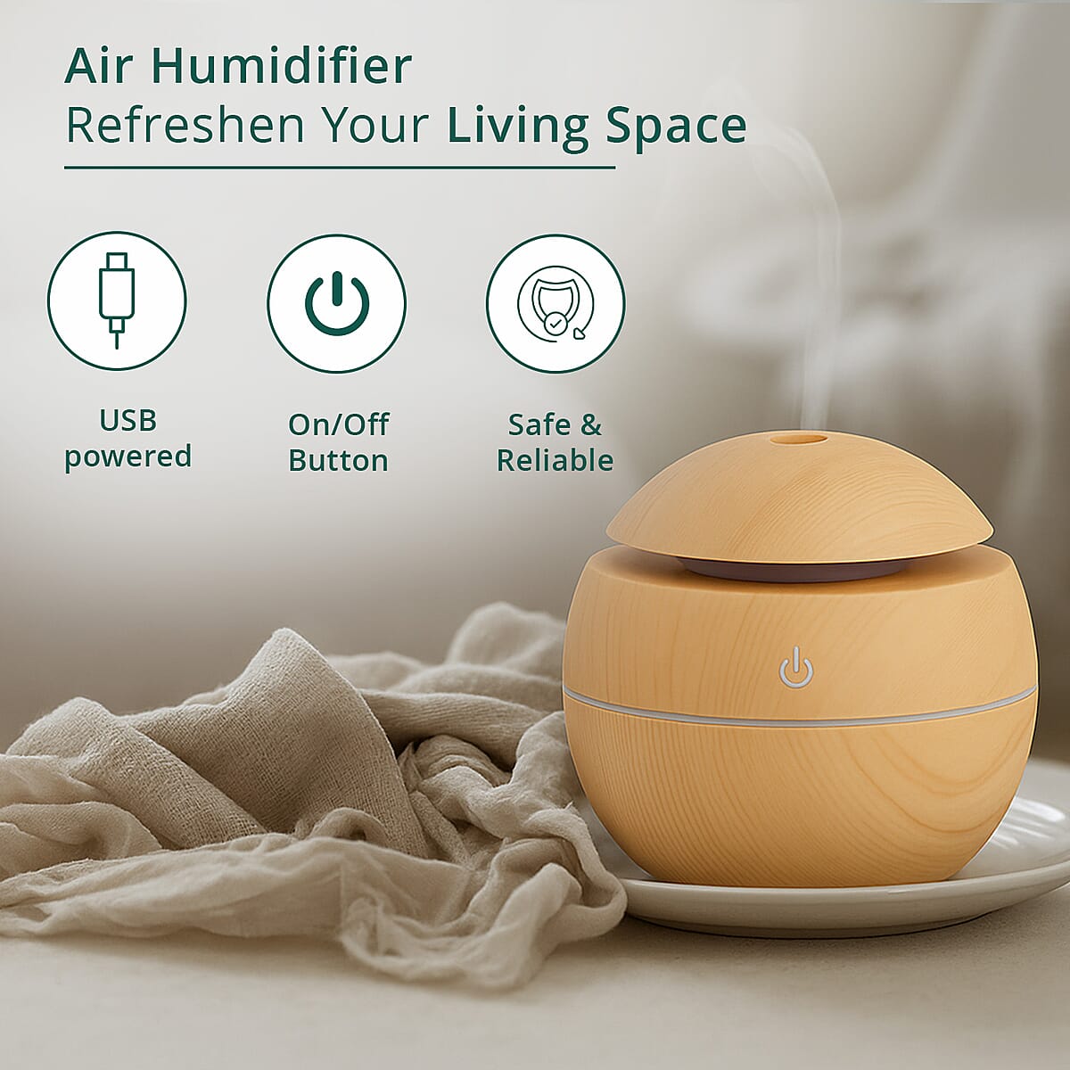 Livmore Yellow Aroma Humidifier with 7 Essential Oils image number 3