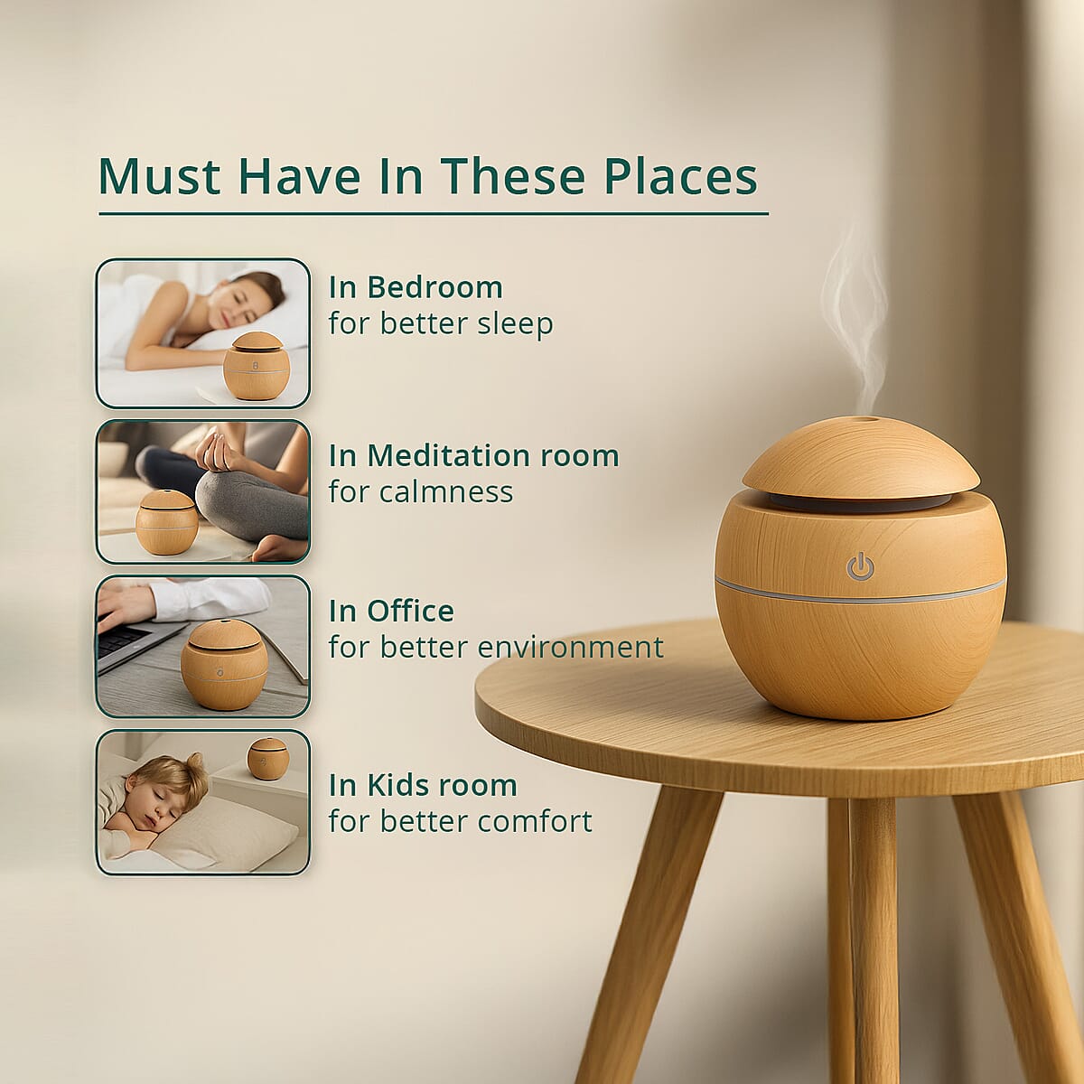 Livmore Yellow Aroma Humidifier with 7 Essential Oils image number 5