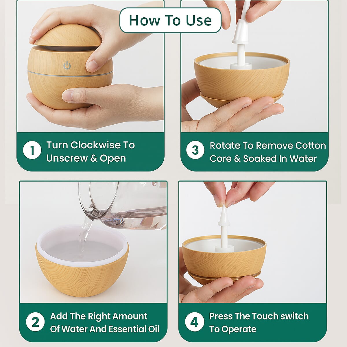 Livmore Yellow Aroma Humidifier with 7 Essential Oils image number 6