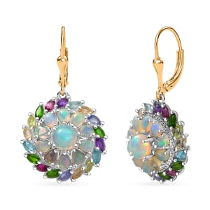 D'Joy Ethiopian WeloOpal, Multi Gemstone Earrings in 18K Vermeil YG and Rhodium Over Sterling Silver 6.20 ctw