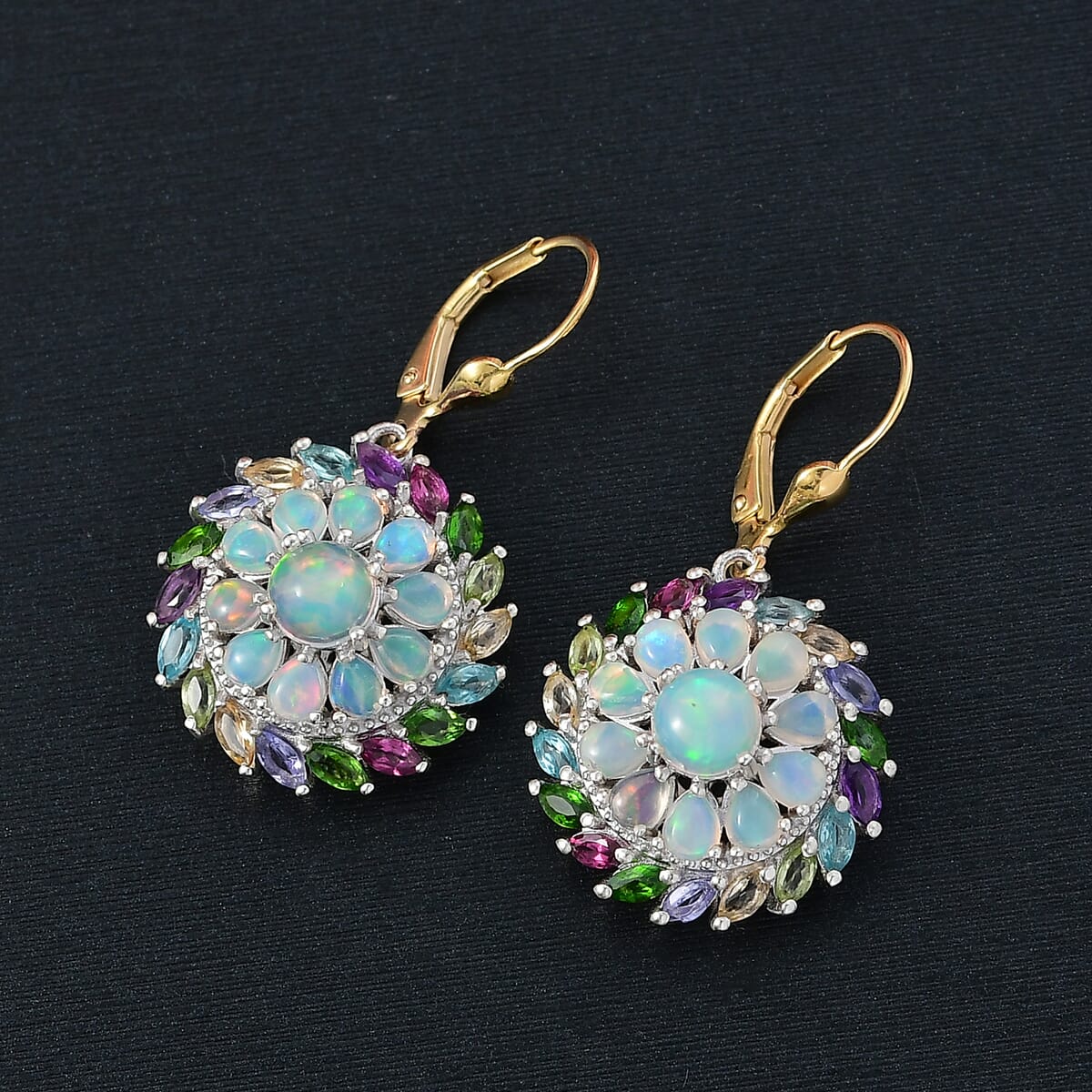 D'Joy Ethiopian WeloOpal, Multi Gemstone Earrings in 18K Vermeil YG and Rhodium Over Sterling Silver 6.20 ctw image number 1