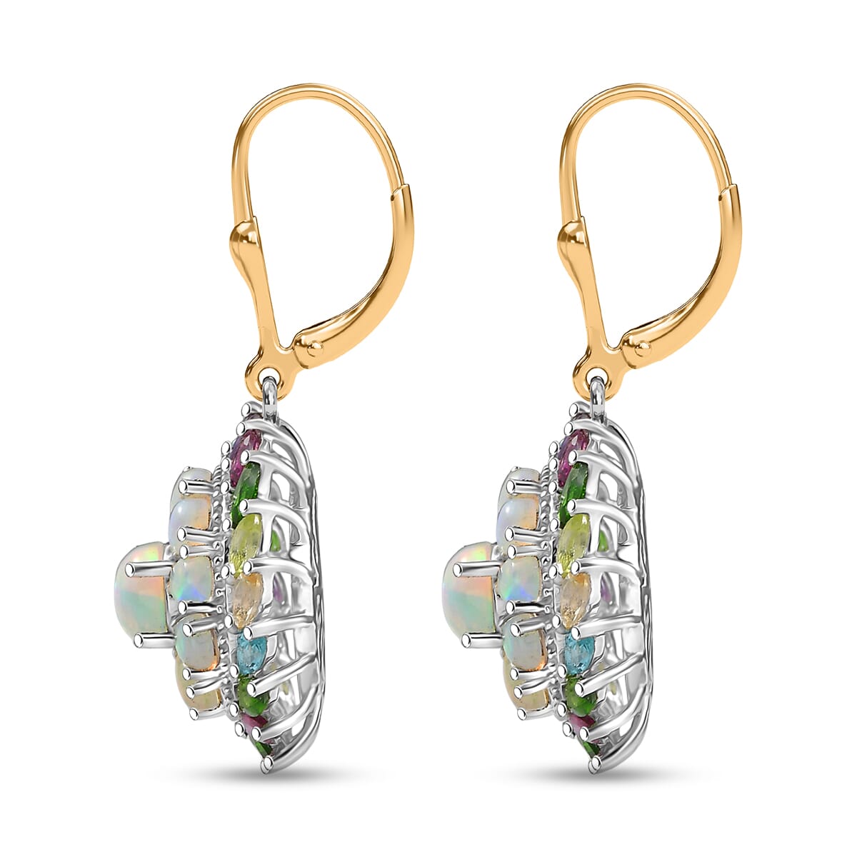D'Joy Ethiopian WeloOpal, Multi Gemstone Earrings in 18K Vermeil YG and Rhodium Over Sterling Silver 6.20 ctw image number 3
