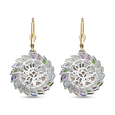 D'Joy Ethiopian Welo Opal and Multi Gemstone 6.20 ctw Iridescent Mirage Lever Back Earrings in 18K Vermeil YG and Rhodium Over Sterling Silver 