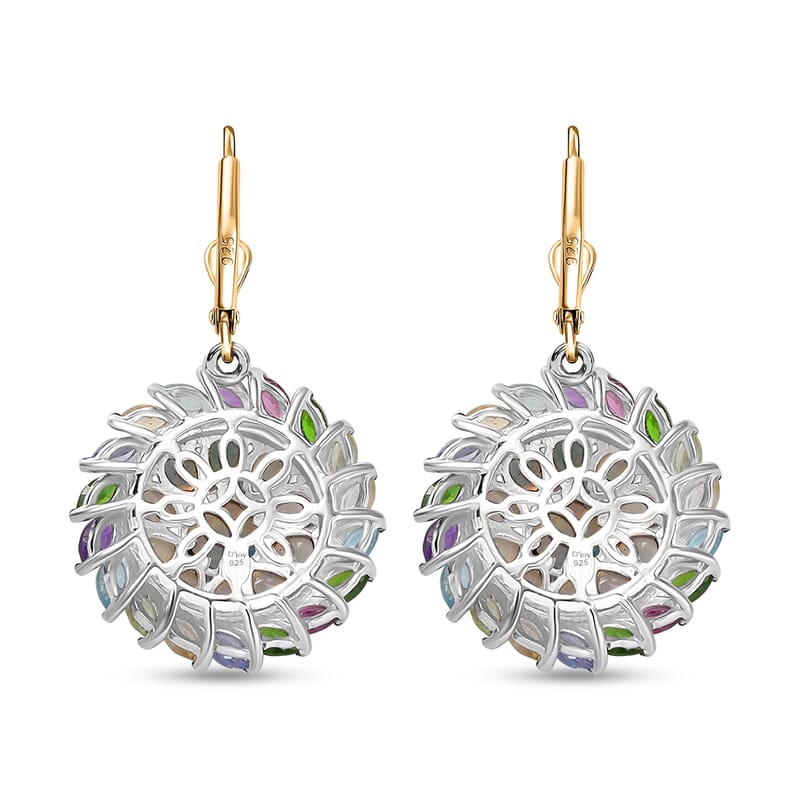D'Joy Ethiopian Welo Opal and Multi Gemstone 6.20 ctw Iridescent Mirage Lever Back Earrings in 18K Vermeil YG and Rhodium Over Sterling Silver 