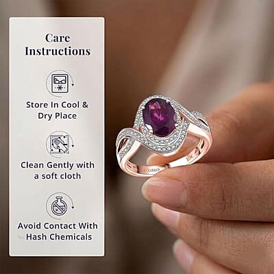 Luxoro AAA Radiant Ember Garnet and G-H I2 Diamond 2.25 ctw Flamebend Ring in 10K Rose Gold (Size 10.0) 4.35 Grams