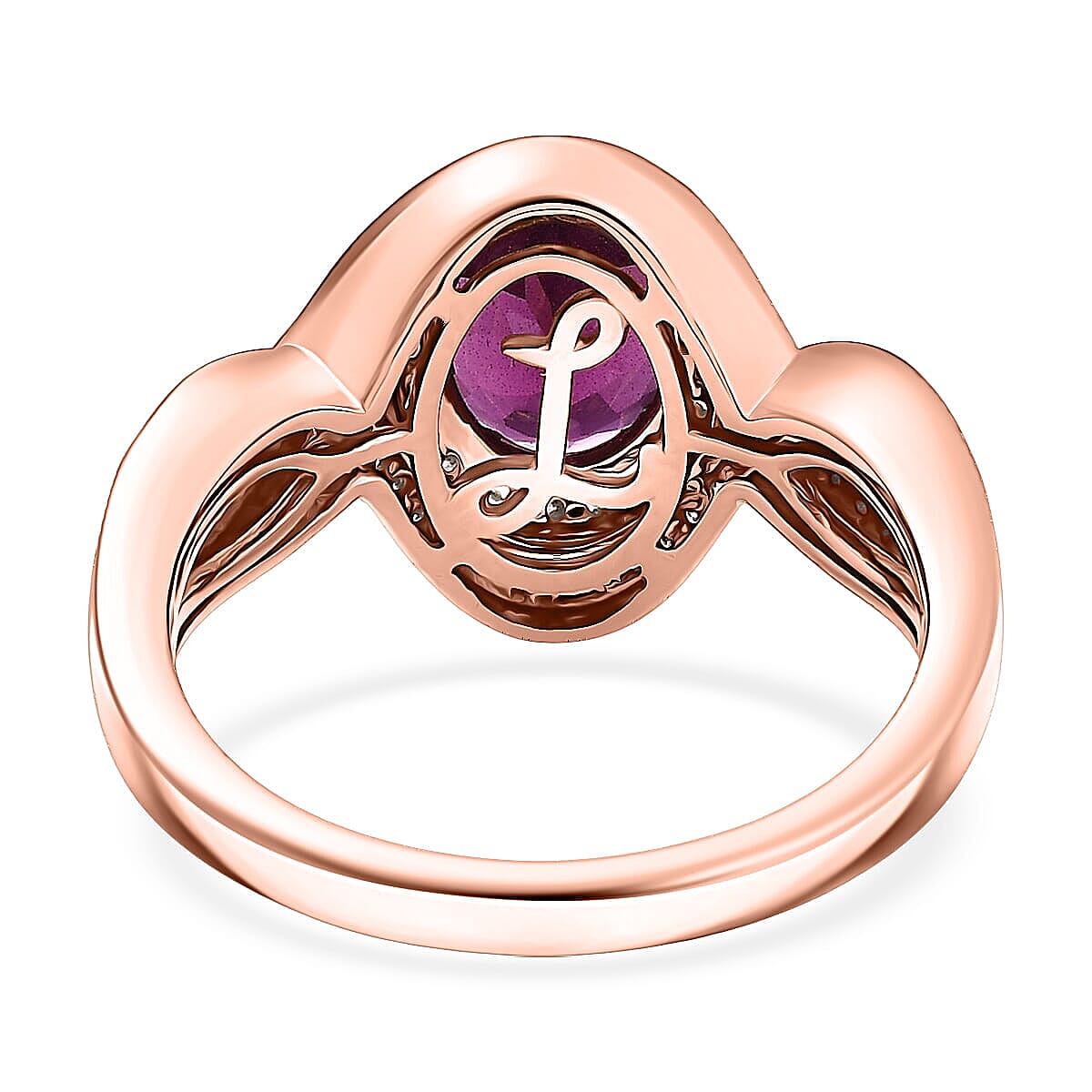 Luxoro 10K Rose Gold AAA Radiant Ember Garnet, Diamond (G-H, I2) (0.33 cts) Ring (Size 8.5) (4.35 g) 2.25 ctw image number 4