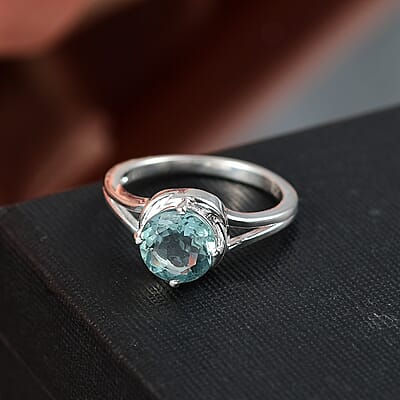 D'Joy Belgian Teal Fluorite 2.40 ctw Solitaire Ring in Sterling Silver (Size 10.0) 