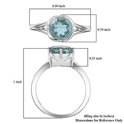 D'Joy Belgian Teal Fluorite 2.40 ctw Solitaire Ring in Sterling Silver (Size 10.0) 