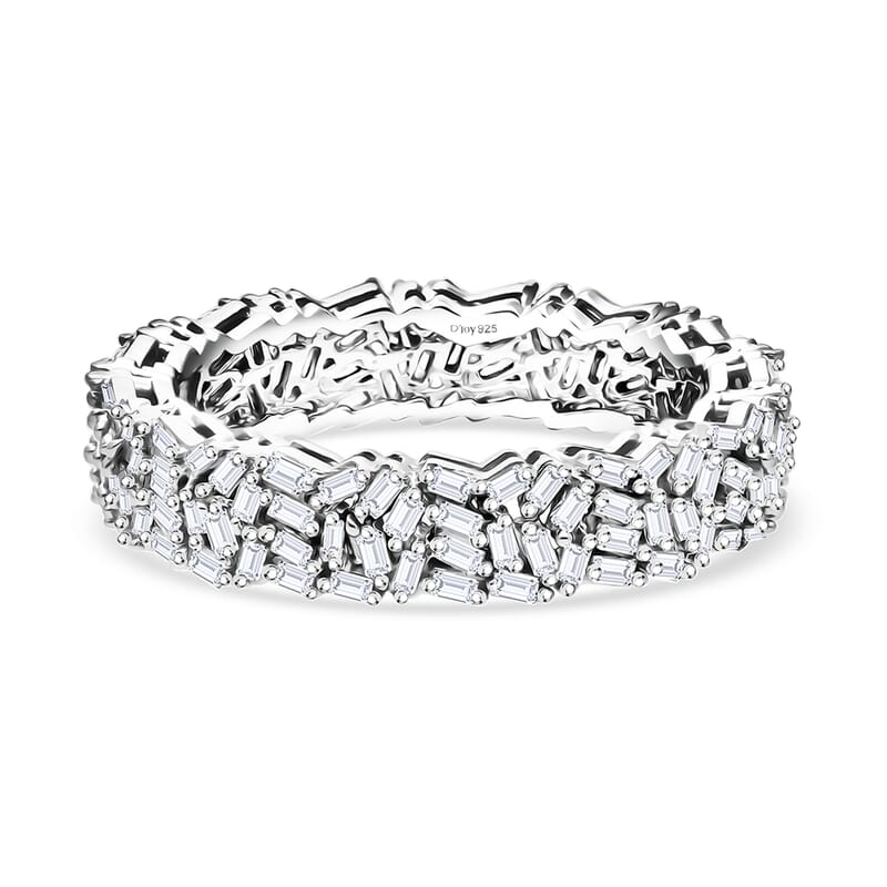 D'Joy Diamond 1.00 ctw Firecracker Band Ring in Rhodium Over Sterling Silver (Size 5.0)