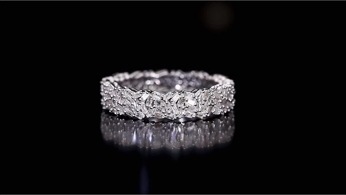 D’joy Diamond Band Ring in Rhodium Over Sterling Silver (Size 5.0) 1.00 ctw