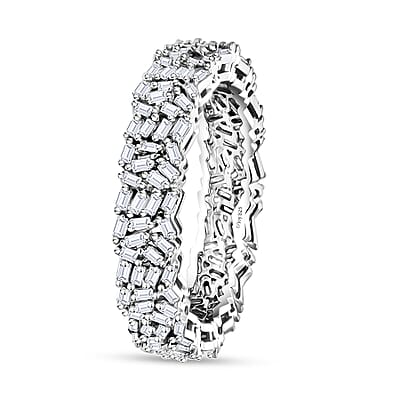 D'Joy Diamond 1.00 ctw Firecracker Band Ring in Rhodium Over Sterling Silver (Size 5.0)