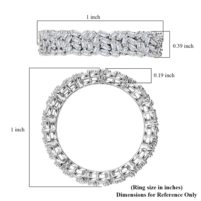 D'Joy Diamond 1.00 ctw Firecracker Band Ring in Rhodium Over Sterling Silver (Size 5.0)