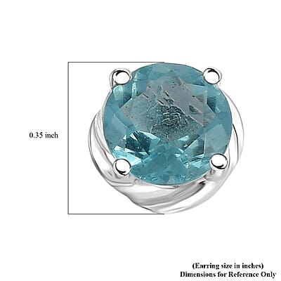 D'Joy Belgian Teal Fluorite 3.00 ctw Solitaire Stud Earrings in Sterling Silver