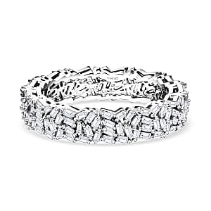 D'Joy Diamond 1.00 ctw Firecracker Band Ring in Rhodium Over Sterling Silver (Size 7.0)