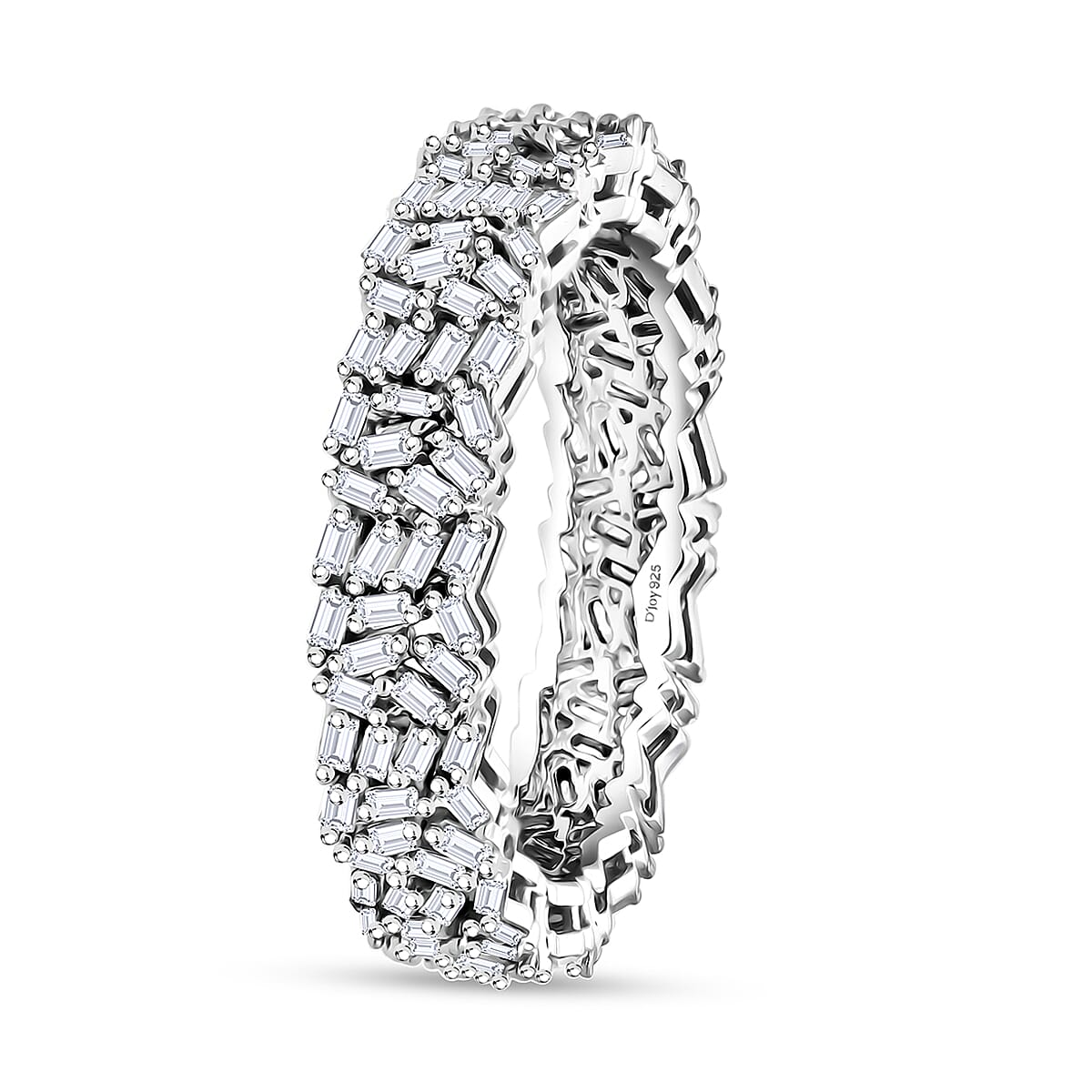 D'Joy Diamond 1.00 ctw Firecracker Band Ring in Rhodium Over Sterling Silver (Size 7.0) image number 2