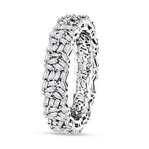 D'Joy Diamond 1.00 ctw Firecracker Band Ring in Rhodium Over Sterling Silver (Size 7.0)