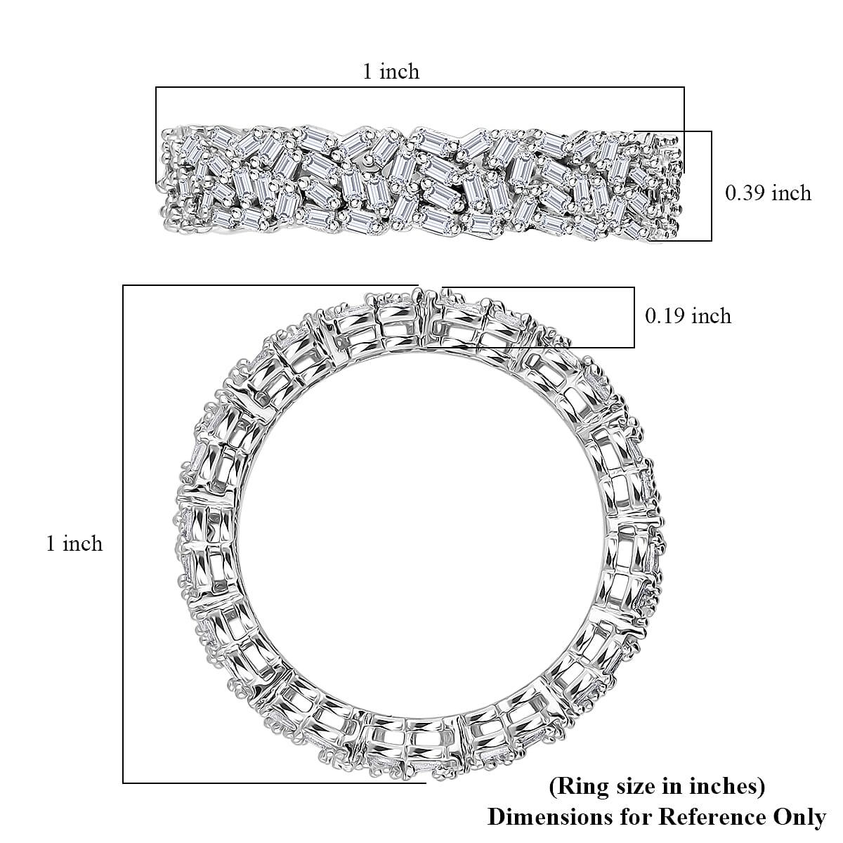 D'Joy Diamond 1.00 ctw Firecracker Band Ring in Rhodium Over Sterling Silver (Size 7.0) image number 3