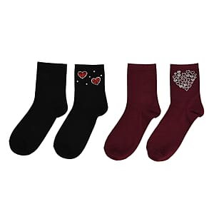 Tamsy Multi Color Crystal Butterfly and Heart 5pairs Ankle Socks