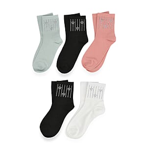 Tamsy Multi Color Crystal Stars 5pairs Ankle Socks