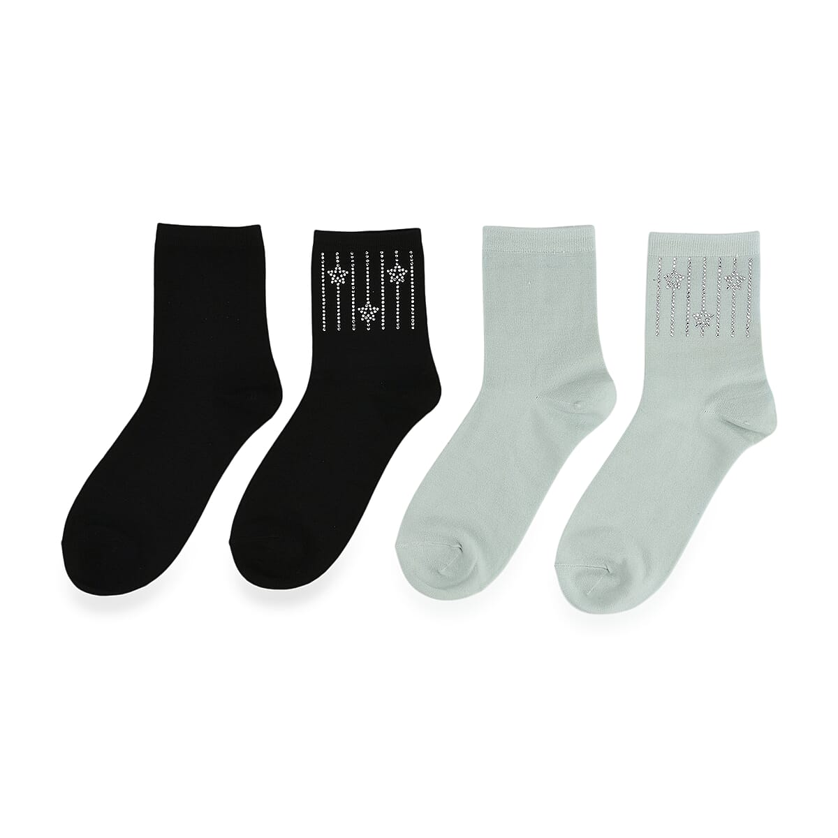 Tamsy Multi Color Crystal Stars 5pairs Ankle Socks image number 2