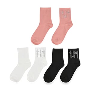 Tamsy Multi Color Crystal Stars 5pairs Ankle Socks